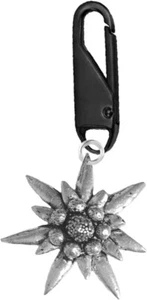 C1 Large Edelweiss on a BLACK SNAP Detachable Zipper Pulls for Bags, Coats - Picture 1 of 4