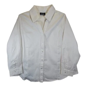 AVENUE Plus Size White Polkadot Long Sleeve Button Down Shirt NWT 22/24 - Picture 1 of 8