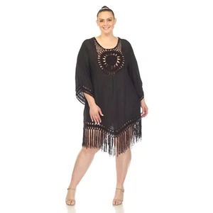 Vestido cubierto para mujer White Mark talla grande con flecos de ganchillo - Imagen 1 de 44