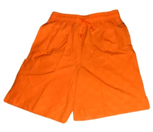 Athletic Works NEW♈Boy's Silky Soccer shorts size L~neon orange check - Picture 1 of 5