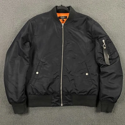 Rag and Bone Bomber Manston Jacket Mens Medium MA-1 Flight Pilot Aviator Black - Image 1 of 4
