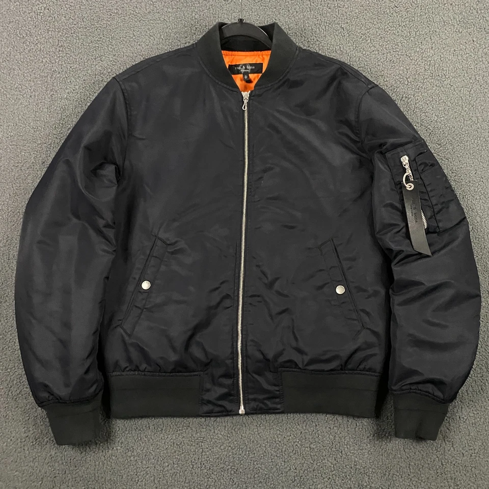 Rag and Bone Bomber Manston Jacket Mens Medium MA-1 Flight Pilot Aviator Black - Image 1 of 4