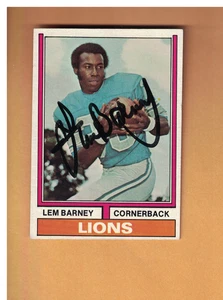 Tarjeta de fútbol americano Topps 1974 autografiada por Lem Barney firmada Detroit Lions Hof 92 - Imagen 1 de 1