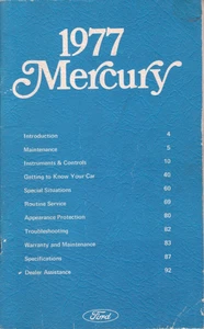 1977 Mercury Owner's Manual & Troubleshooting by Ford MN1934 - Picture 1 of 3