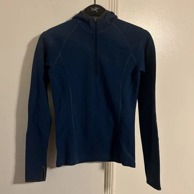 Ibex Hoodie Jacket Women’s Size XS Blue 1/4 Zip Pullover Wool Made in USA - Image 1 of 4