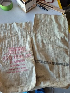 Federal Reserve Bank of Chicago Canvas Money  Bag  Seattle first national  D21 - Picture 1 of 12