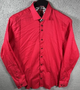 Au Noir Shirt Mens Size 5 Red Geometric Casual Button Up - Picture 1 of 11