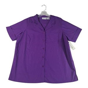 BASIC EDITIONS Purple Button Up Shirt Blouse 12 W NWT - Picture 1 of 6