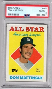 1988 TOPPS #386 DON MATTINGLY PSA 8 - Picture 1 of 2