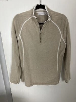 Suéter de mujer vintage Y2K Liz Claiborne bronceado blanco cuello 1/4 cremallera XL Foto 1 de 4
