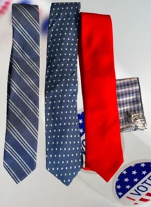 Men’s necktie Lot USA red white blue patriotic election year Stars stripes Tie - Picture 1 of 3