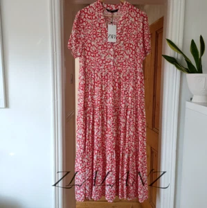 Zara AW21 Long Flowing Voluminous Floral Print Dress Loose White XS S L XL BNWT - Picture 1 of 7