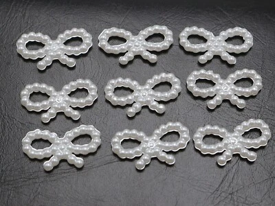 200 Pure White Acrylic Pearl Dotted Bowknot Bow Tie Bead 18X10mm Scrapbook Craft - Imagem 1 de 4