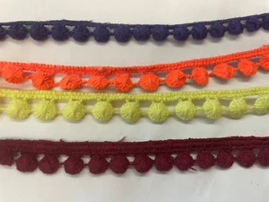 2 yards Burgundy purple Neon orange or yellow Circle Dot Venice Lace Trim 1/2" - Picture 1 of 4