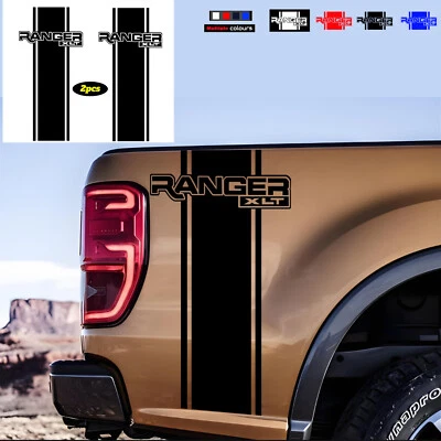 Calcomanías laterales de caja de camioneta para Ford Ranger XLT pegatinas de auto gráficos a rayas 2 piezas Foto 1 de 4