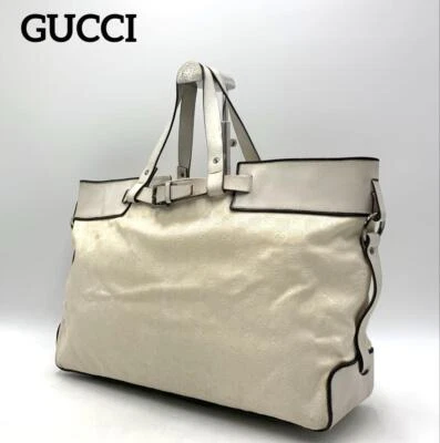 Gucci Canvas Tote Bag Auth Ivory Medium Women From Japan - Image 1 of 4