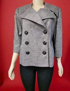 Classiques Entier Metallic Silver & Gray Women's Double Breasted Jacket Sz L #R2 - Picture 1 of 10