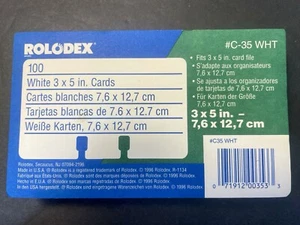 100 Carte Rotanti Originali Rolodex 3x5 Pollici BIANCHE C35 WHT Confezione Aperta - Foto 1 di 3