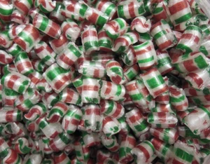 Red & Green Striped Baby Mint Pillows Christmas Candy Old Fashioned Hard 1 Pound - Picture 1 of 1