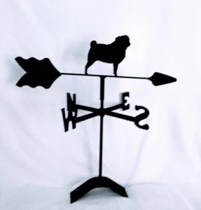 pug roof mount weathervane black wrought iron look made in usa - Picture 1 of 1