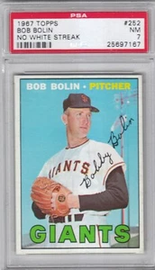 1967 Topps Baseball Giants Bob Bolin No White Streak Card #252 PSA 7 NM (7167) - Bild 1 von 2