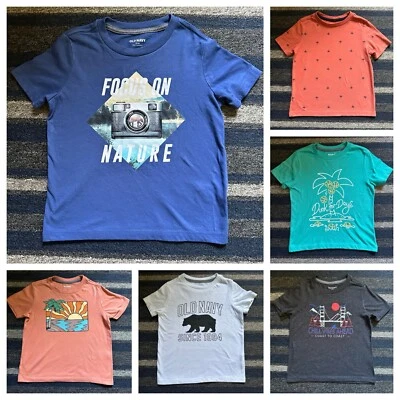 Lote de 6 camisetas de verano Old Navy Boys XS 5 gráficos Palm Camera Bear Beach Foto 1 de 4