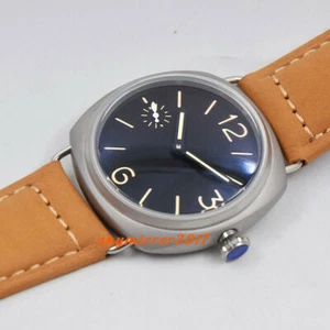 Sandblasted 45mm black dial Asia hand winding 6497 watch Miltary orange marks DE - Picture 1 of 7