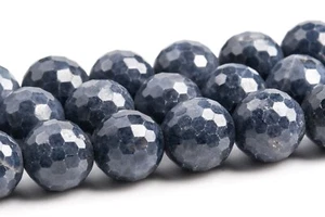 Cuentas sueltas redondas micro facetadas grado AA de zafiro azul profundo natural de 8-9 mm - Imagen 1 de 4