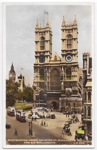 Foto postal RPPC Abadía de Westminster, Santa Margarita, Big Ben, Londres Inglaterra - Imagen 1 de 2