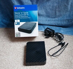 Verbatim External Hard Drive Store 'n' Save 3TB 3.5" USB 3.0 - 2 Days Use - Afbeelding 1 van 9