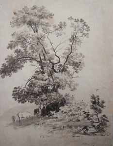 REGIS GIGNOUX NY Artist Painting INDIAN FALL Horses ca 1855 HUDSON RIVER SCHOOL - Picture 1 of 23