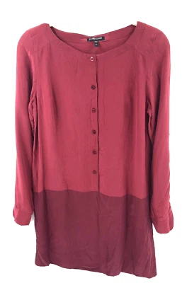 Túnica de seda lavable Eileen Fisher Top Camisa Vestido Mujer PP 2/4 Bolsillos Pequeños Foto 1 de 4
