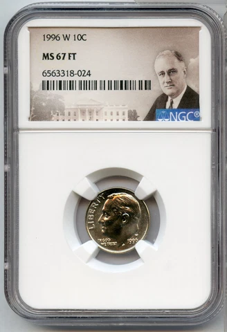 1996-W Roosevelt Dime NGC MS67 FT West Point Certified Graded 10c Coin - JP388 Cover