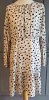 Dorothy Perkins Ivory Dash Print Frill Hem Tunic Dress Size 20