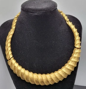 Vintage Monet signiert vergoldet Statement Runway segmentiert Halsband Halskette - Bild 1 von 9