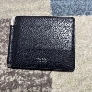 Cartera Tom Ford Clip para Dinero Plegable Cuero Negro Hecha en Italia Unisex - Imagen 1 de 4