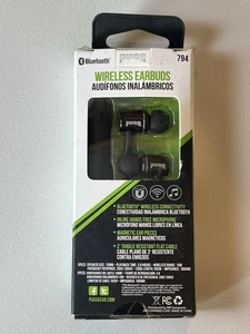 PUGS BLUETOOTH WIRELESS EARBUDS BLACK 794 W Microphone Magnetic Earpieces - Picture 1 of 3
