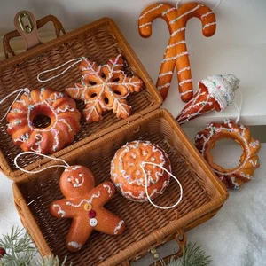 Festive Foam Hanging Ornaments Set Cookie Man Snowflake Star Tree Decorations - Picture 1 of 19