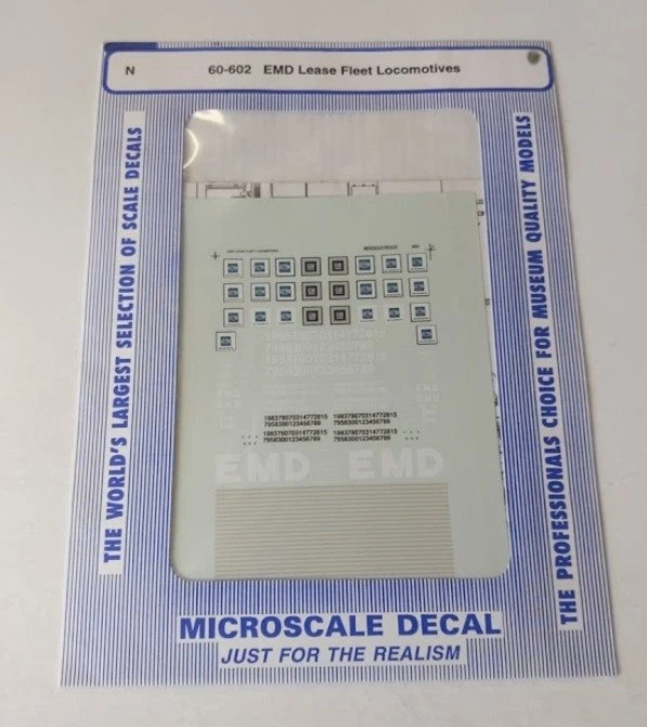 Hoja de calcomanías de tobogán acuático microescala 60-602 N EMD arrendamiento flota locomotoras Foto 1 de 1