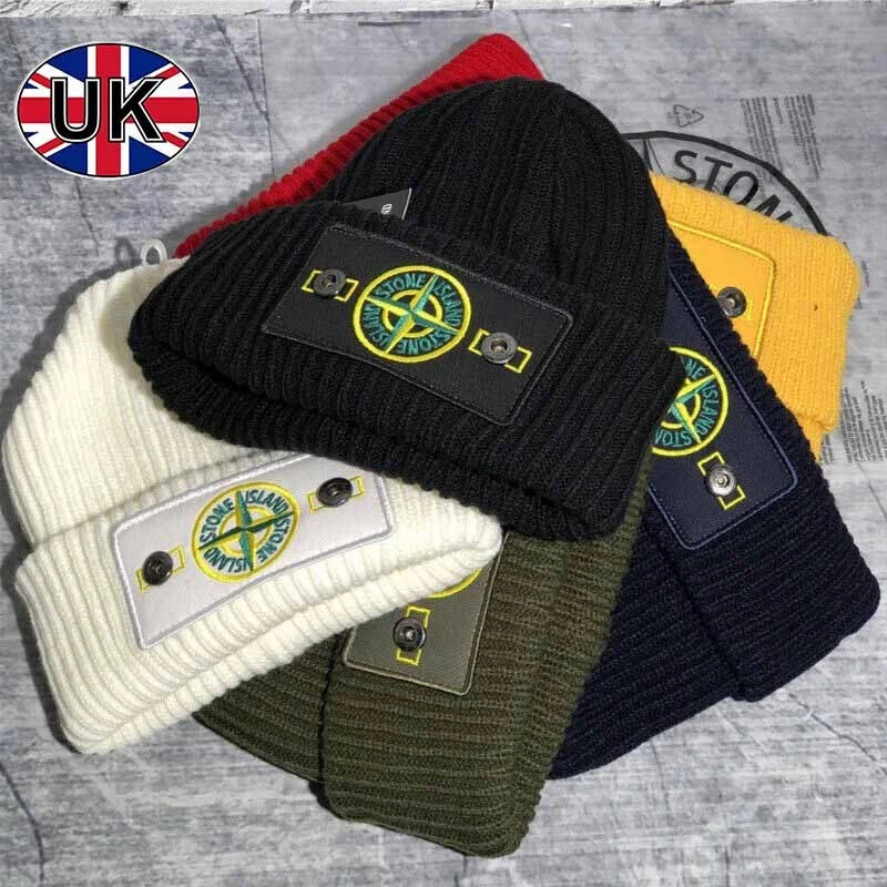 New Winter Stone Island Warm Thick Cap Cuffed Knit Stretch Beanie Unisex Hat HOT