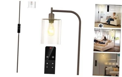 Industrial Floor Lamp with Glass Shade, Modern Dimmable Floor lamp with Bronze - Image 1 of 4