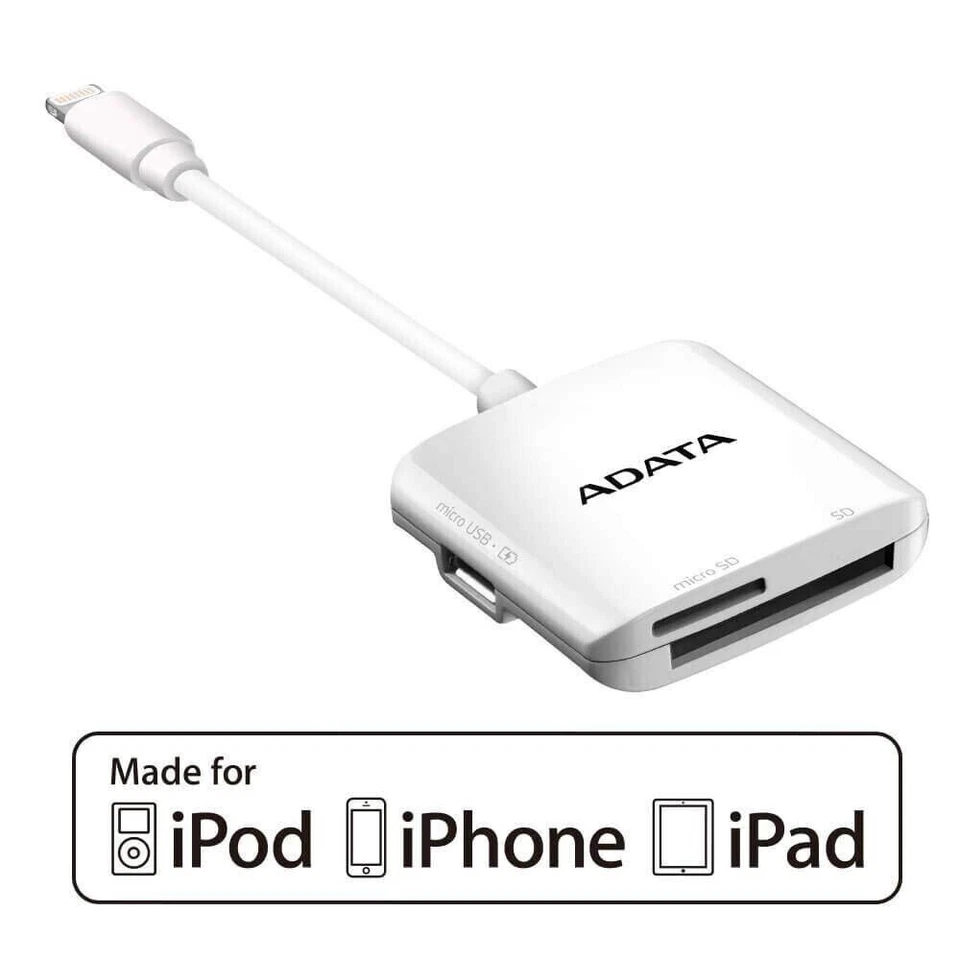 ADATA AI910 LIGHTNING MICRO SD CARD READER  APPLE MFI CERTIFICATION SDXC READER - Image 1 of 4