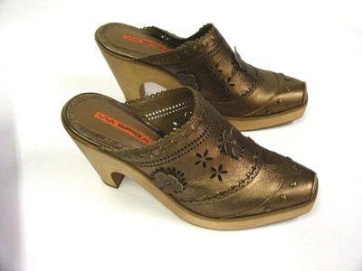 Mules de plataforma metálica marrón Via Spiga Flora para mujer talla 7,5 M con caja Foto 1 de 4