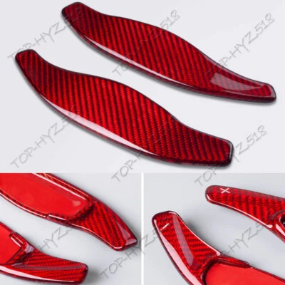 For Kia Forte 2019-2024 Steering Wheel Shift Paddle Extension Red Carbon Fiber - Image 1 of 4