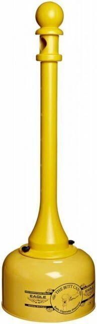 Eagle 1202 Galvanized Steel Poly Tube Cigarette Butt Receptacle - Yellow