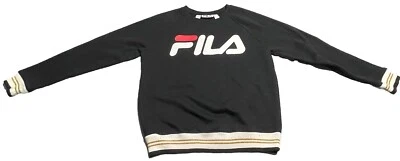 Sudadera Fila Negra Logotipo Spellout Talla UK M Mediana Damas De Colección Foto 1 de 4