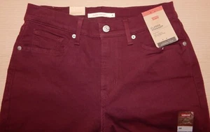 Pantalones de mezclilla rectos clásicos borgoña Levi's para mujer, talla 4M nuevos con etiquetas medianos - Imagen 1 de 23