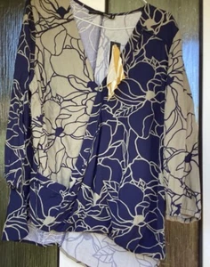 Nwt Navy / Stone Quirky Top Trend By Captain Tortue Size 40 - Picture 1 of 4