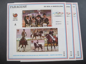 DOC Paraguay 1988 Olympic Games Seoul Equestrian Horses MNH 1710 - Picture 1 of 10