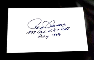 ROY SIEVERS WASHINGTON SENATORS SIGNED AUTOGRAPHED INDEX CARD 3X5 ADDED STATS  - Picture 1 of 1